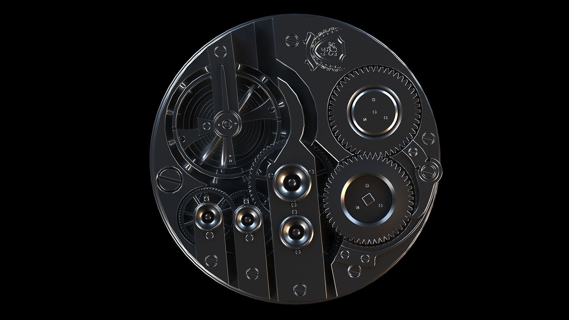 Clockwork mechanical watch 3D model_3
