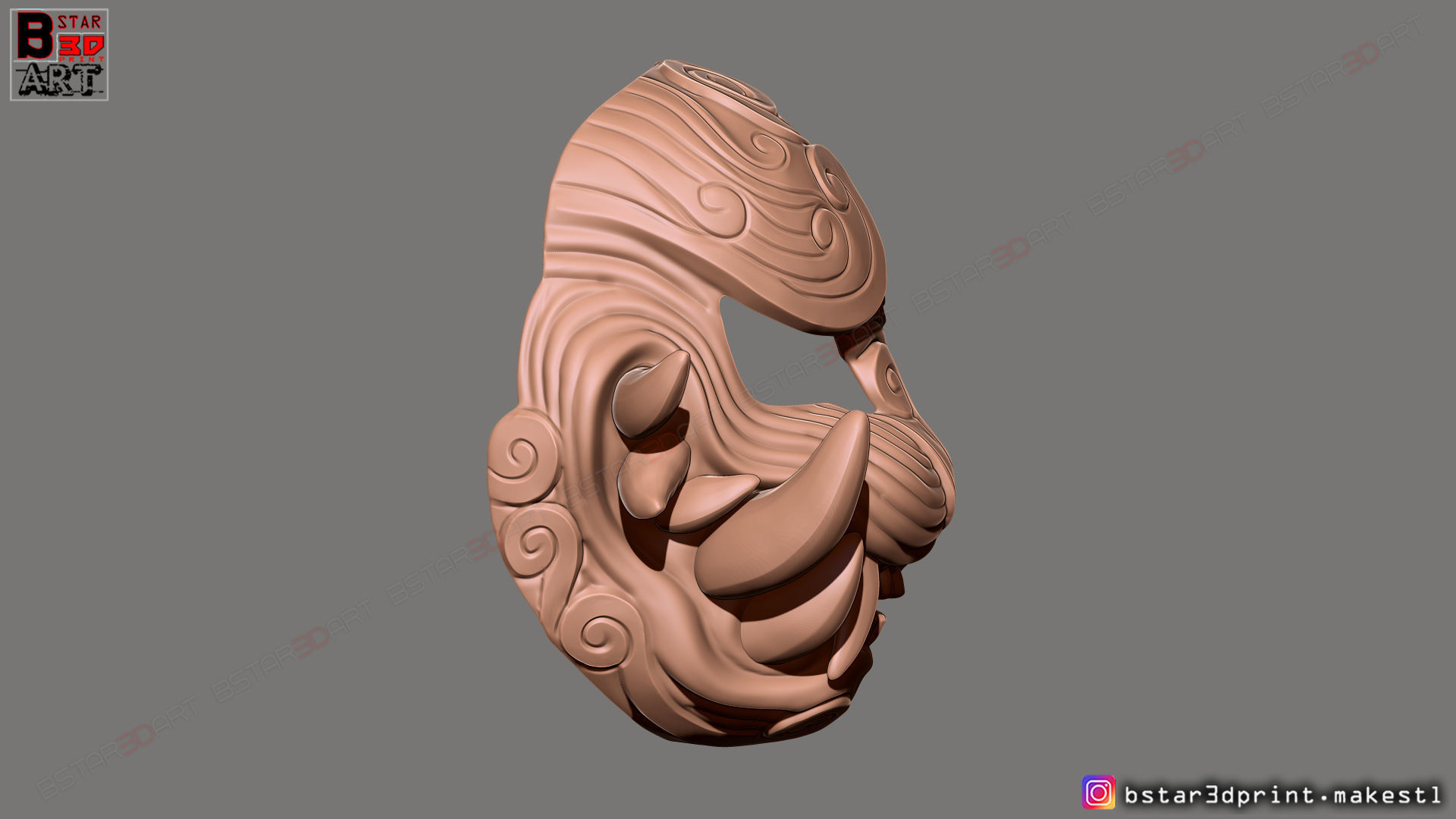 Japanese Lion Mask - Devil Mask - Hannya Mask 3D print model_14