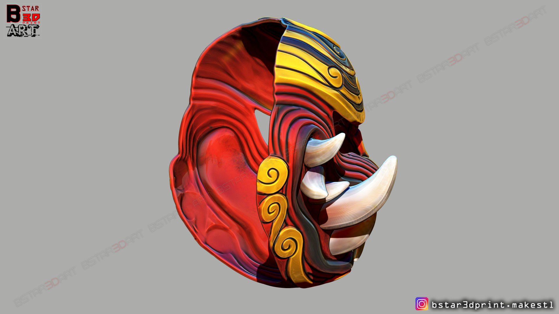 Japanese Lion Mask - Devil Mask - Hannya Mask 3D print model_5