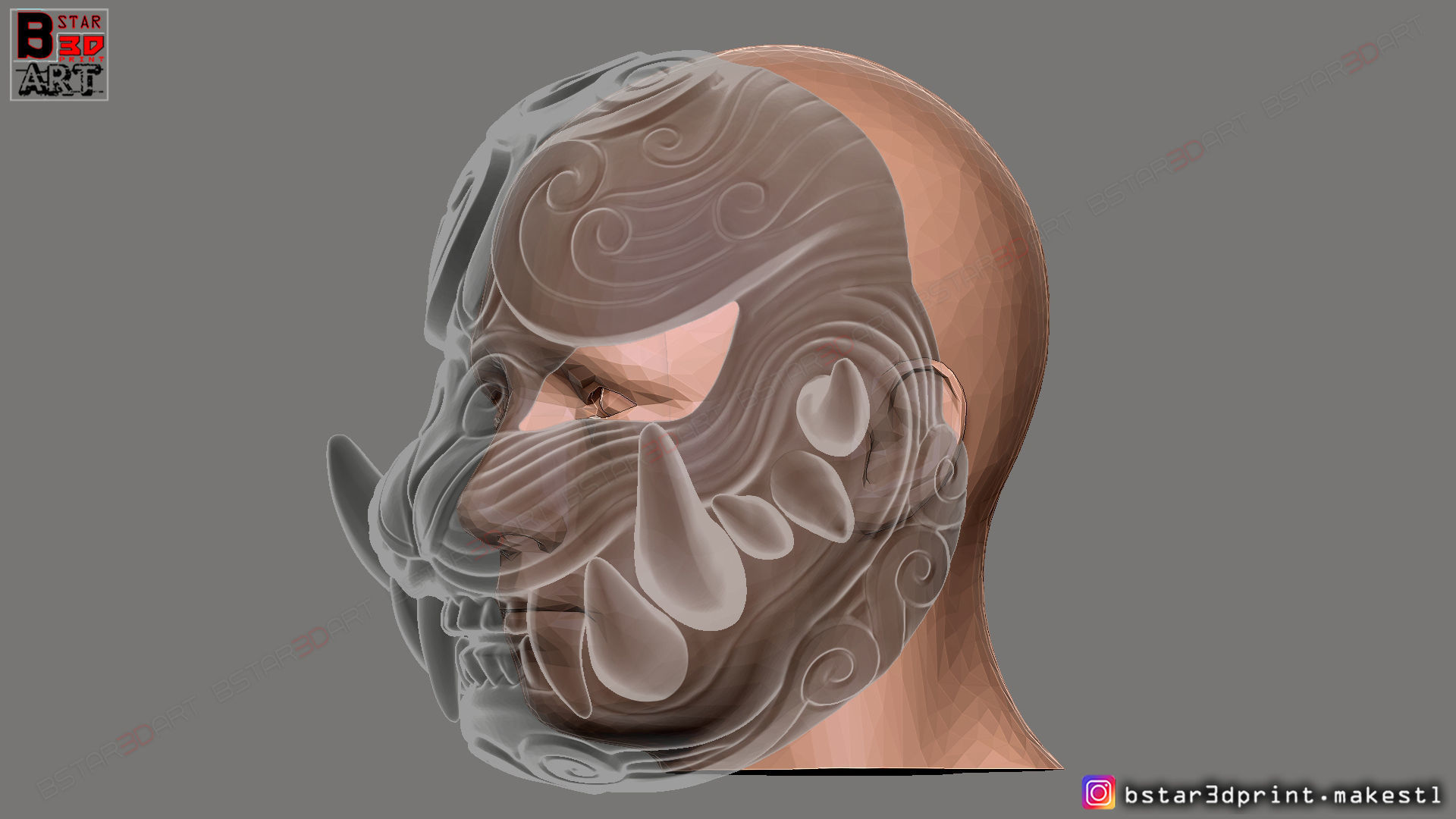 Japanese Lion Mask - Devil Mask - Hannya Mask 3D print model_17