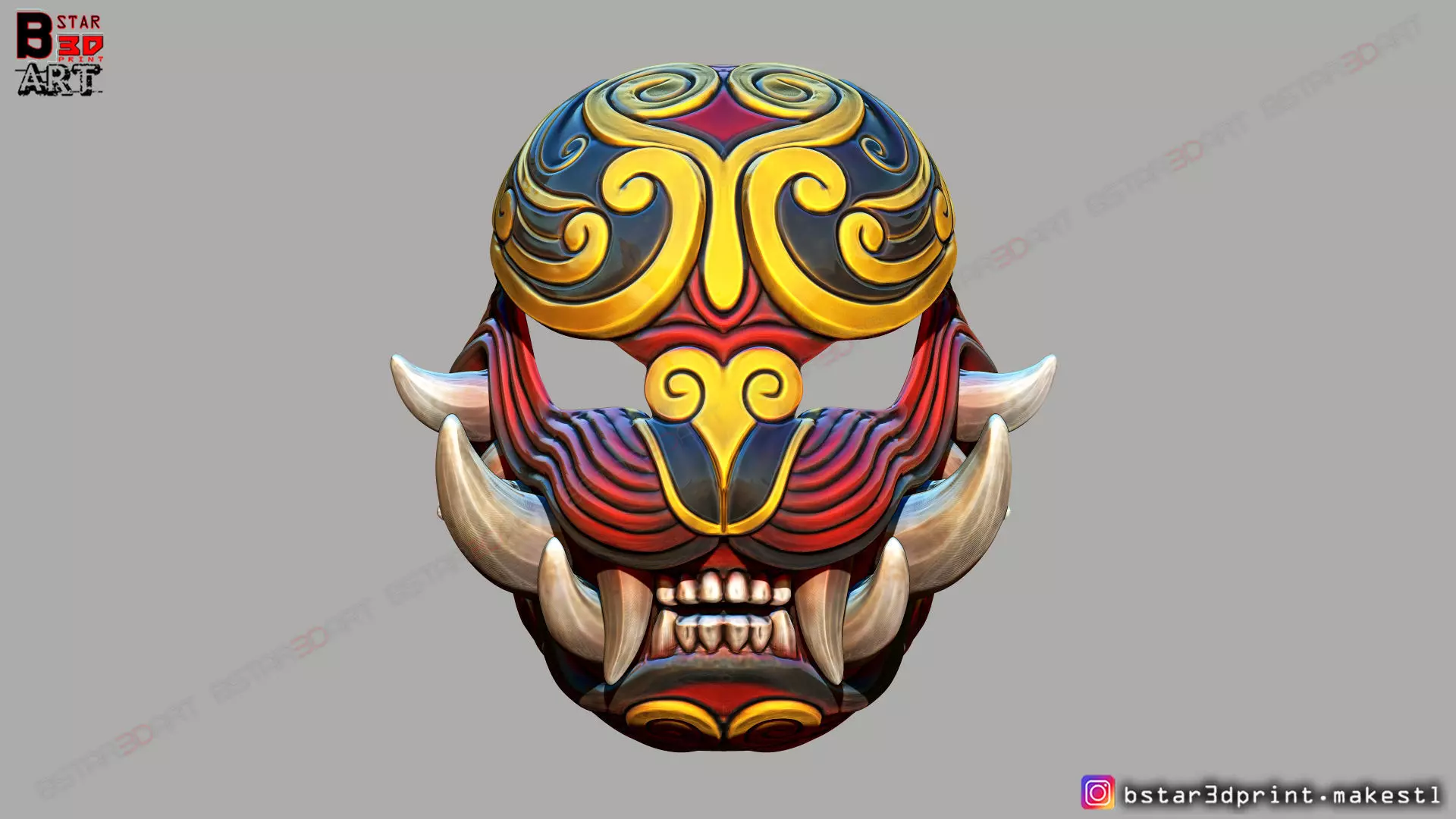 Japanese Lion Mask - Devil Mask - Hannya Mask 3D print model_0