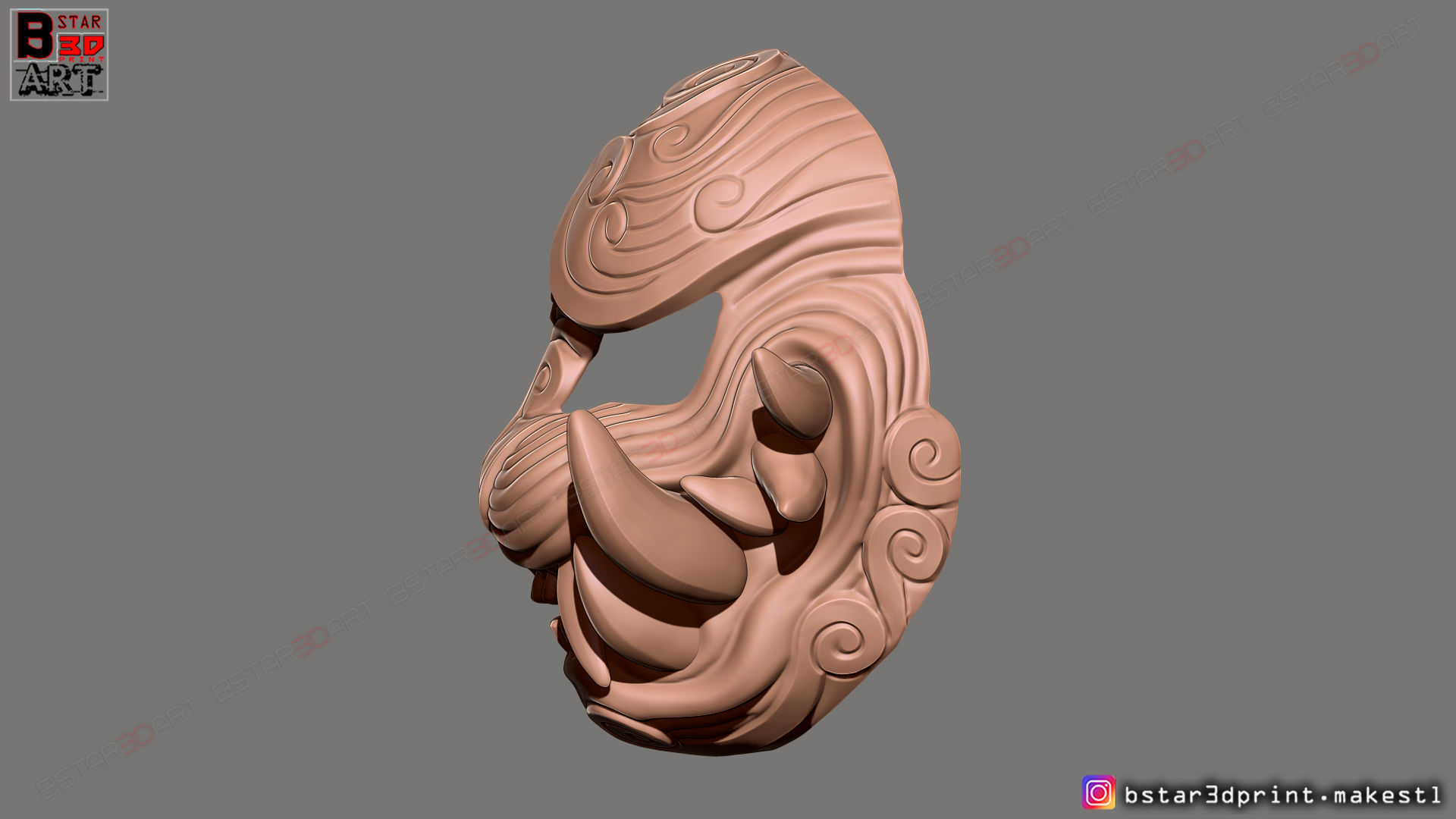 Japanese Lion Mask - Devil Mask - Hannya Mask 3D print model_10