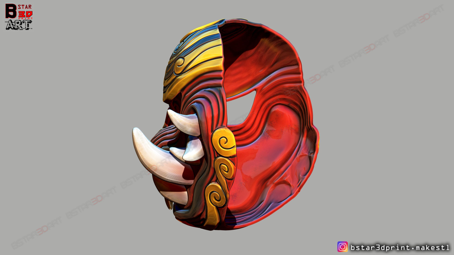 Japanese Lion Mask - Devil Mask - Hannya Mask 3D print model_3