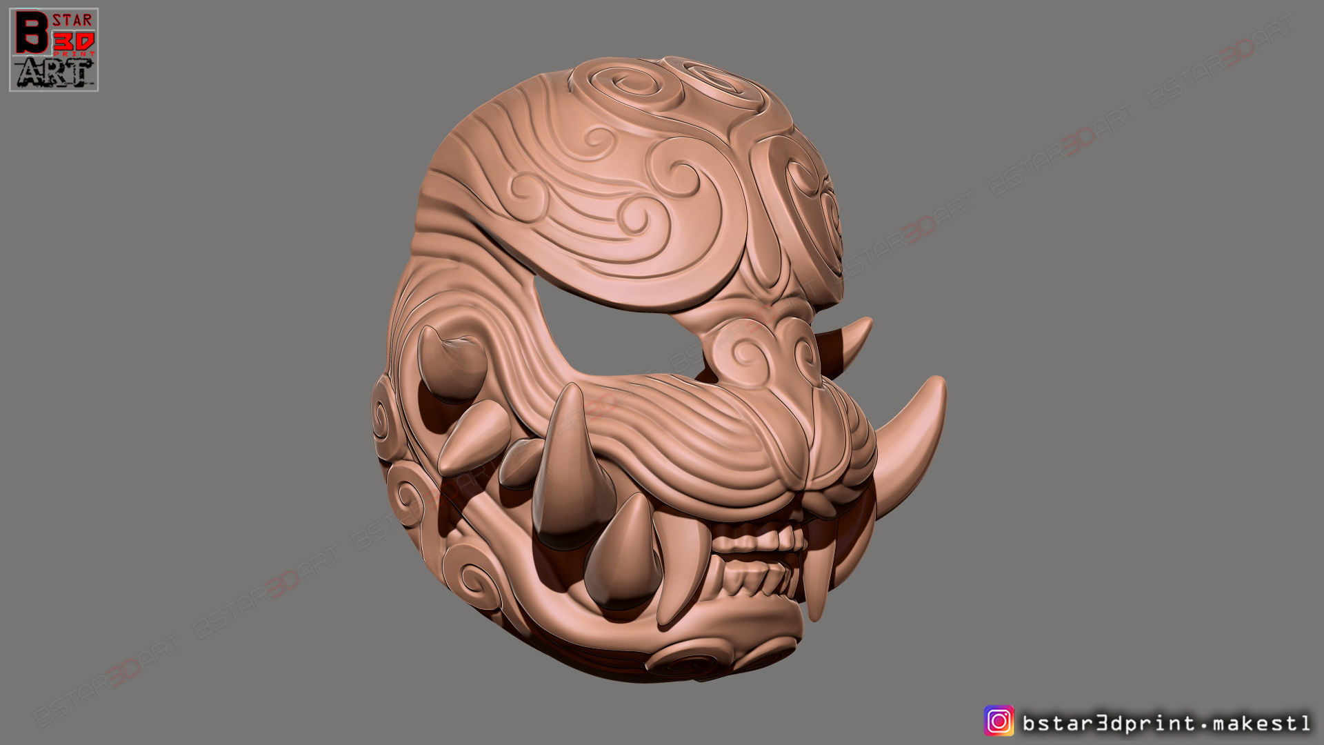 Japanese Lion Mask - Devil Mask - Hannya Mask 3D print model_15