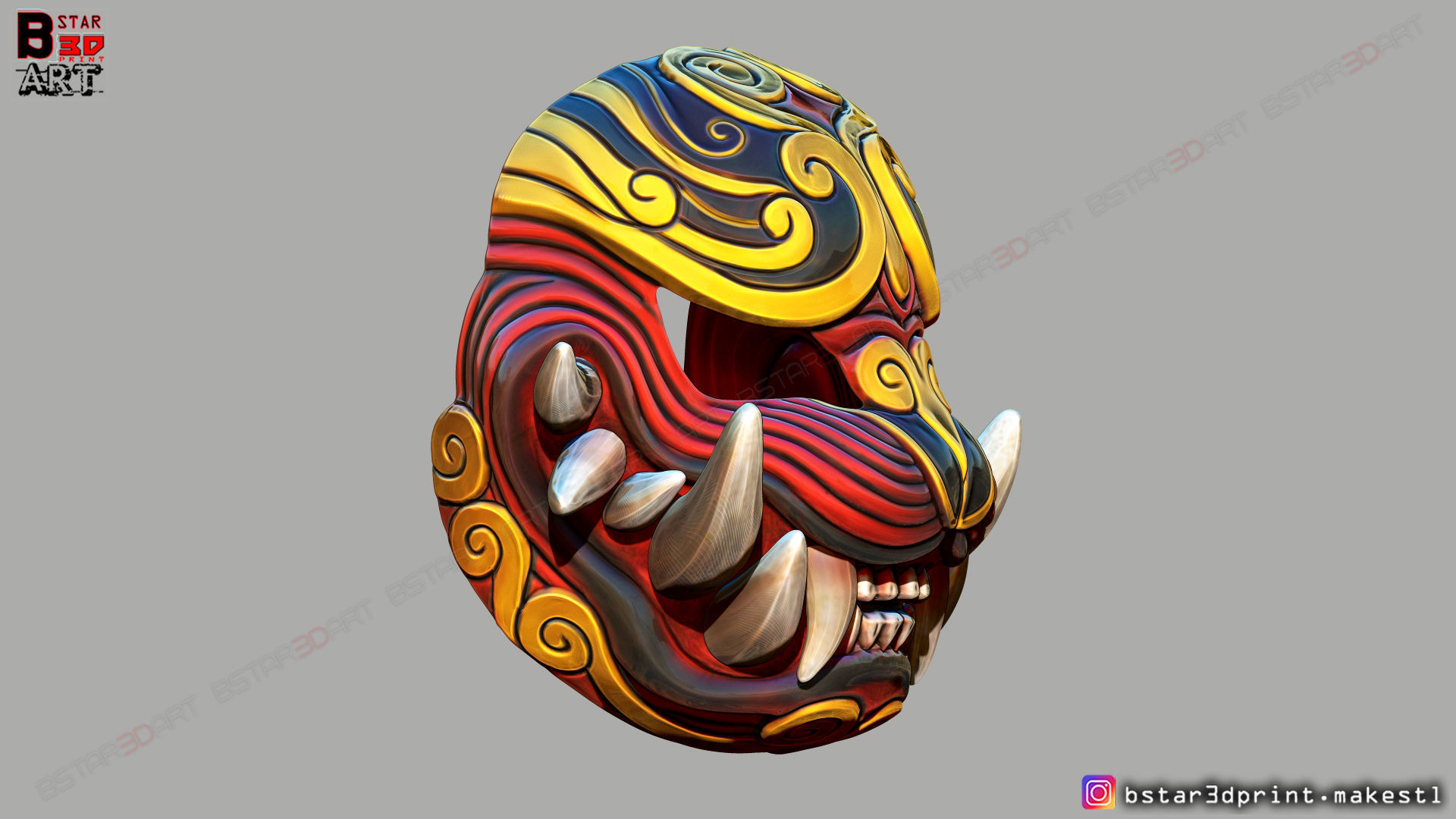 Japanese Lion Mask - Devil Mask - Hannya Mask 3D print model_6