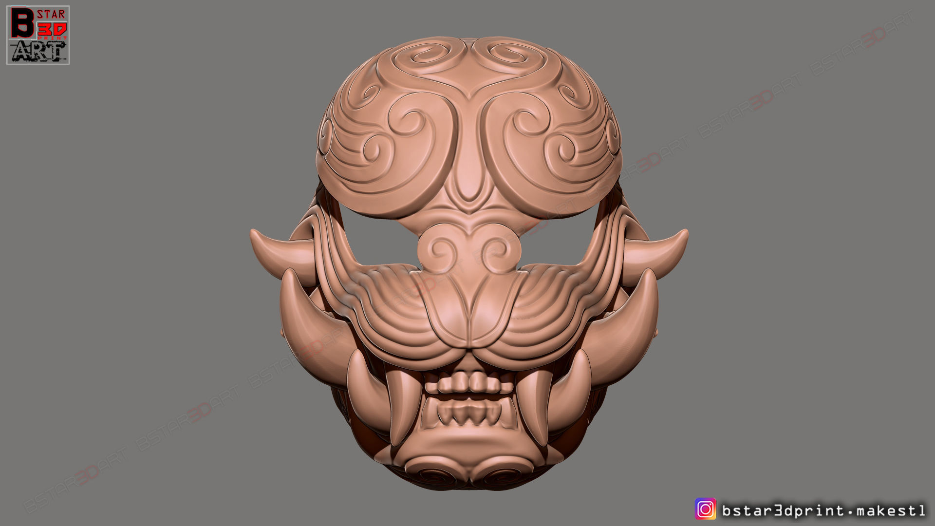 Japanese Lion Mask - Devil Mask - Hannya Mask 3D print model_8