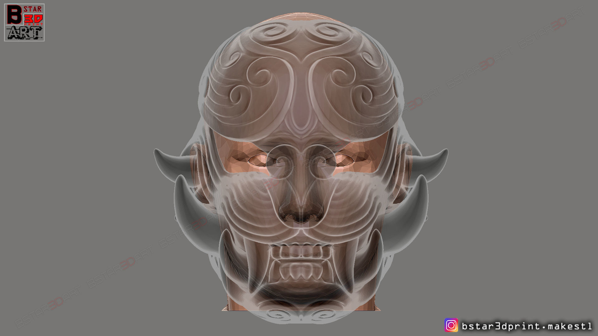 Japanese Lion Mask - Devil Mask - Hannya Mask 3D print model_16