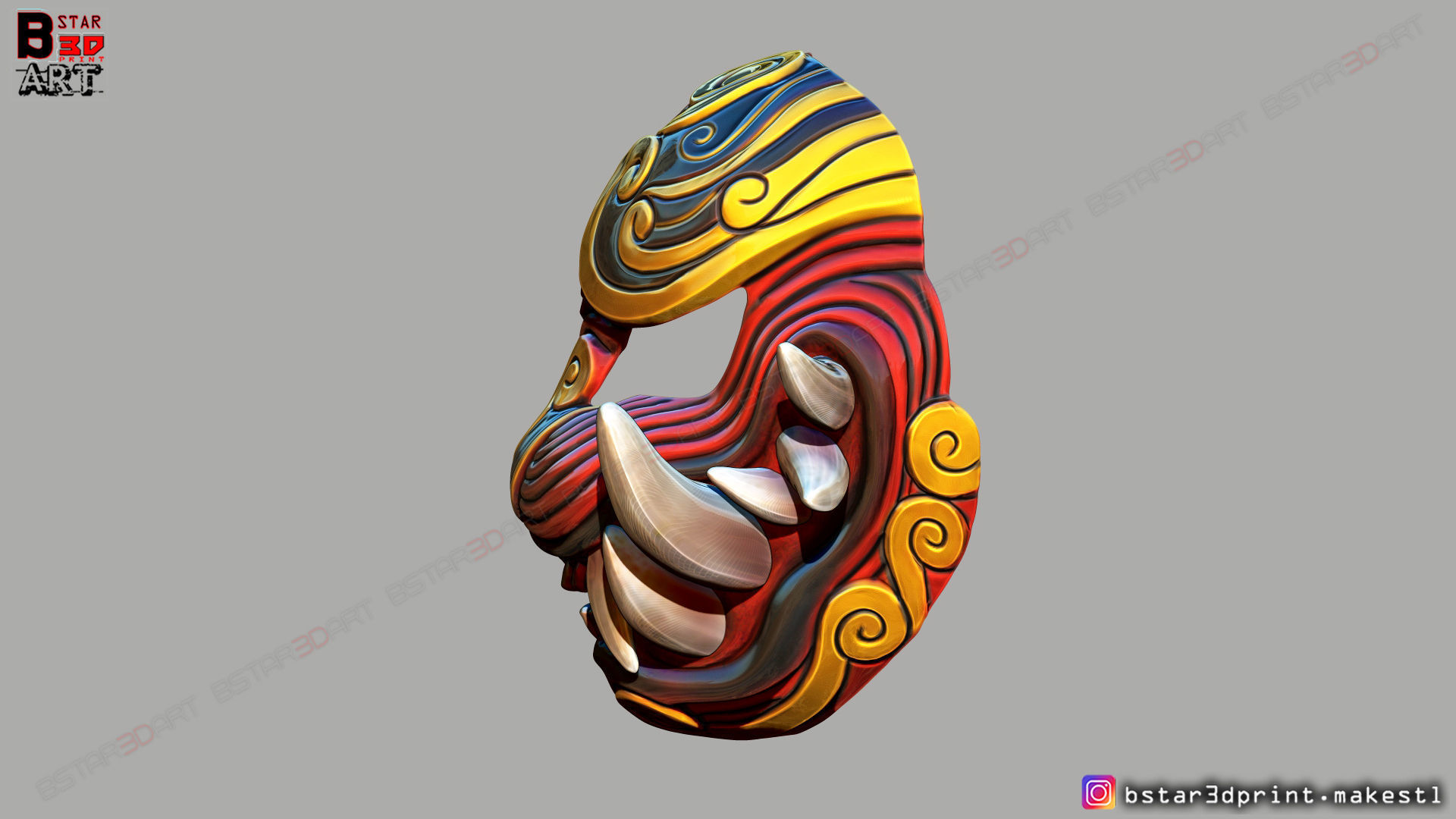 Japanese Lion Mask - Devil Mask - Hannya Mask 3D print model_2