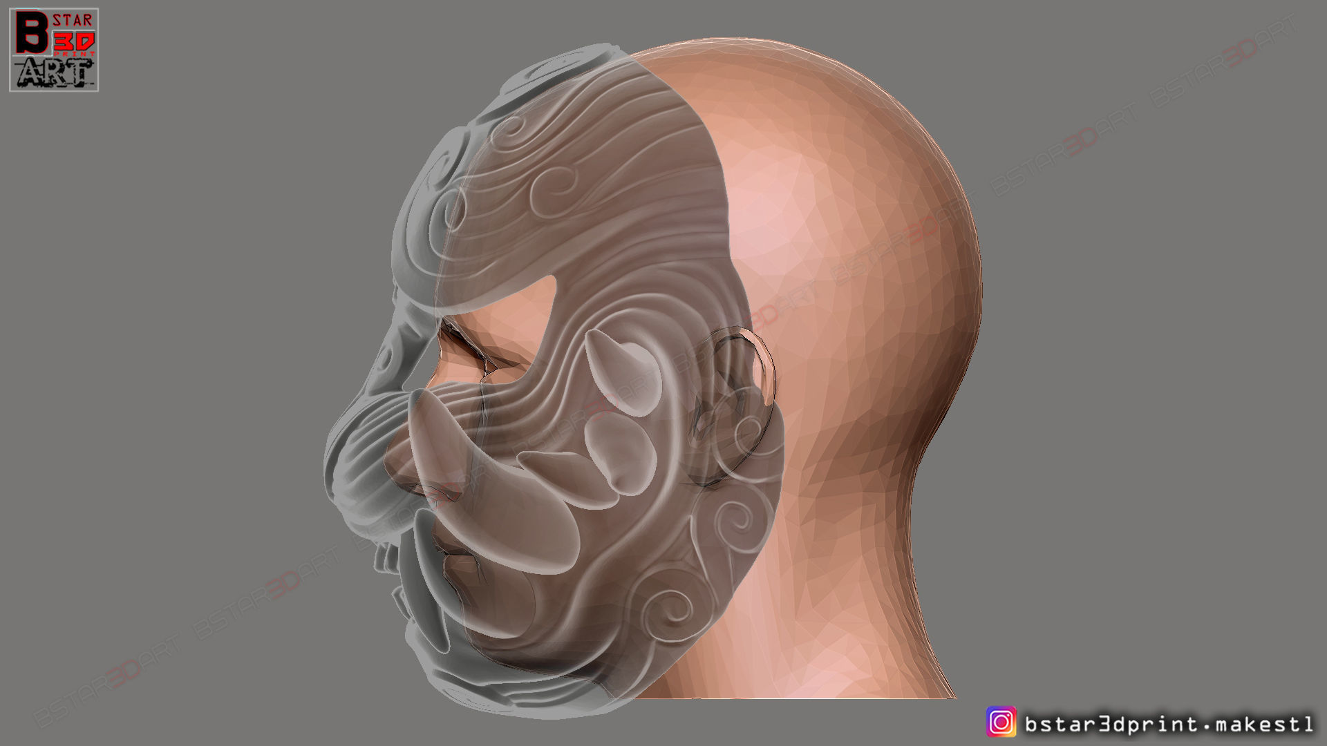 Japanese Lion Mask - Devil Mask - Hannya Mask 3D print model_18