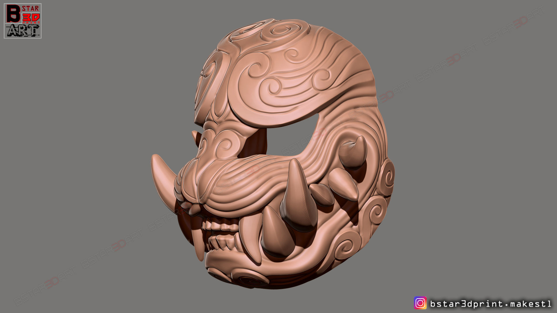 Japanese Lion Mask - Devil Mask - Hannya Mask 3D print model_9