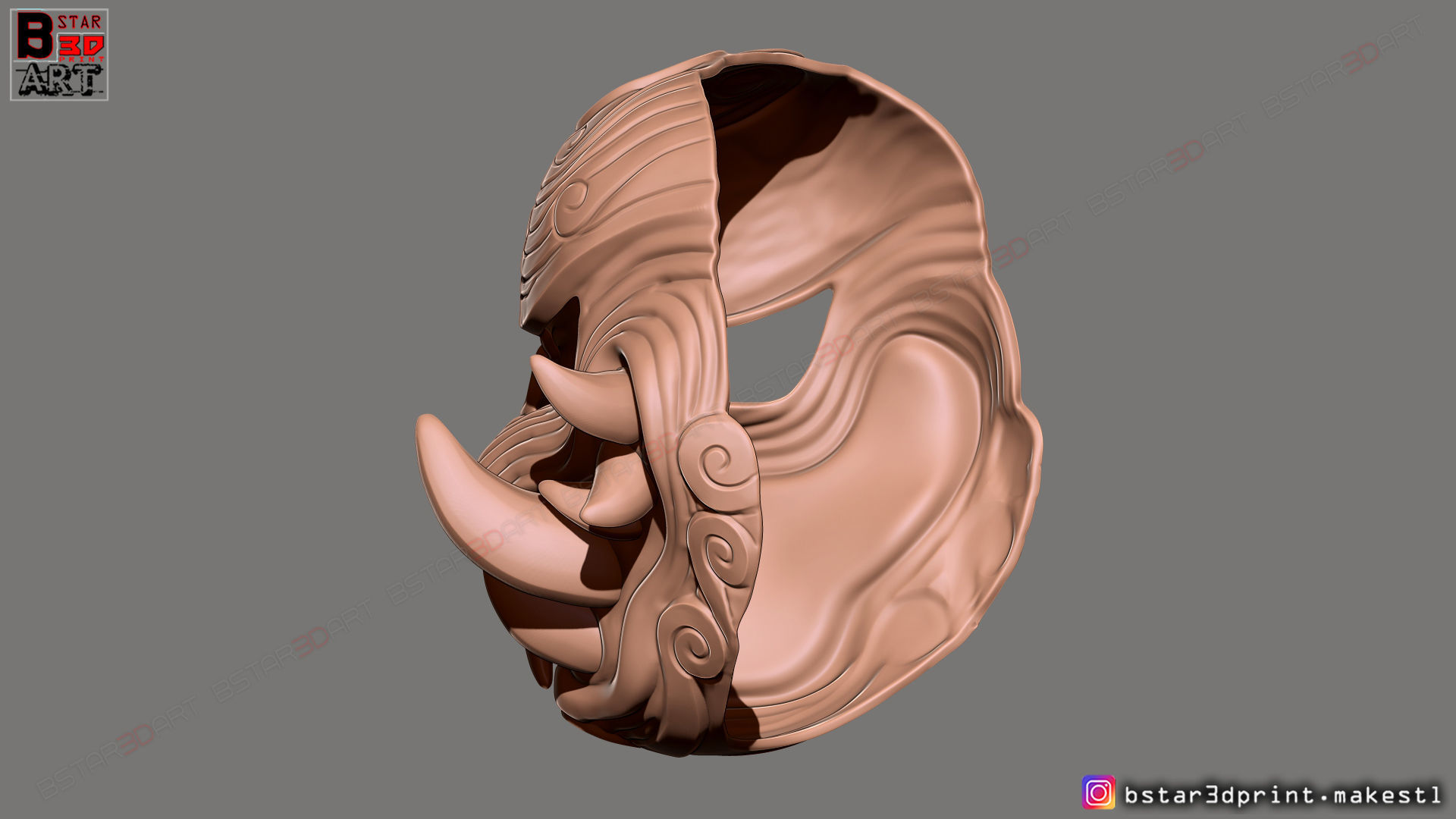 Japanese Lion Mask - Devil Mask - Hannya Mask 3D print model_11