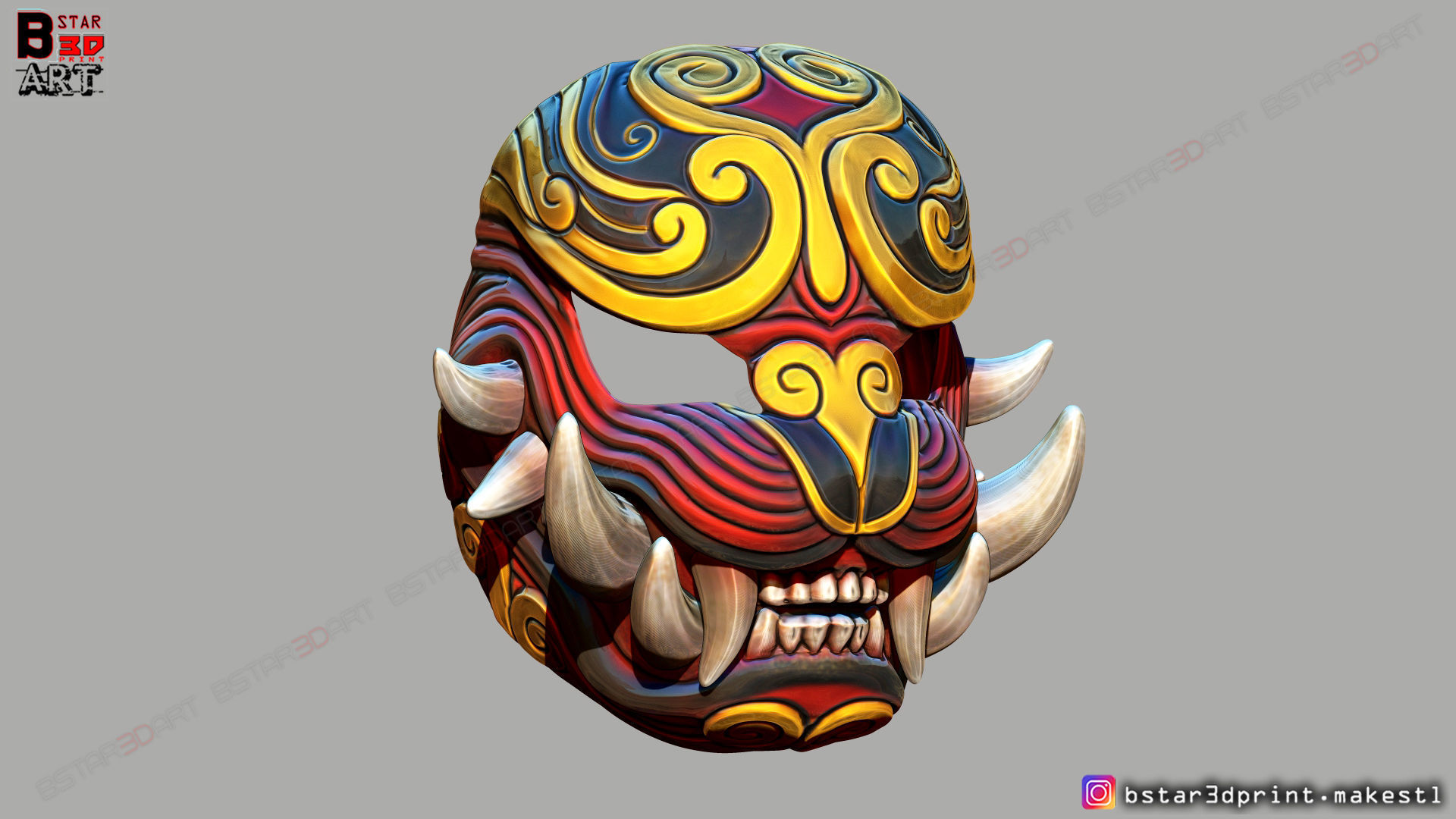 Japanese Lion Mask - Devil Mask - Hannya Mask 3D print model_7