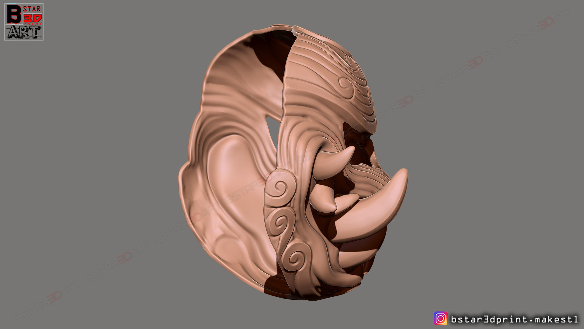 Japanese Lion Mask - Devil Mask - Hannya Mask 3D print model_13