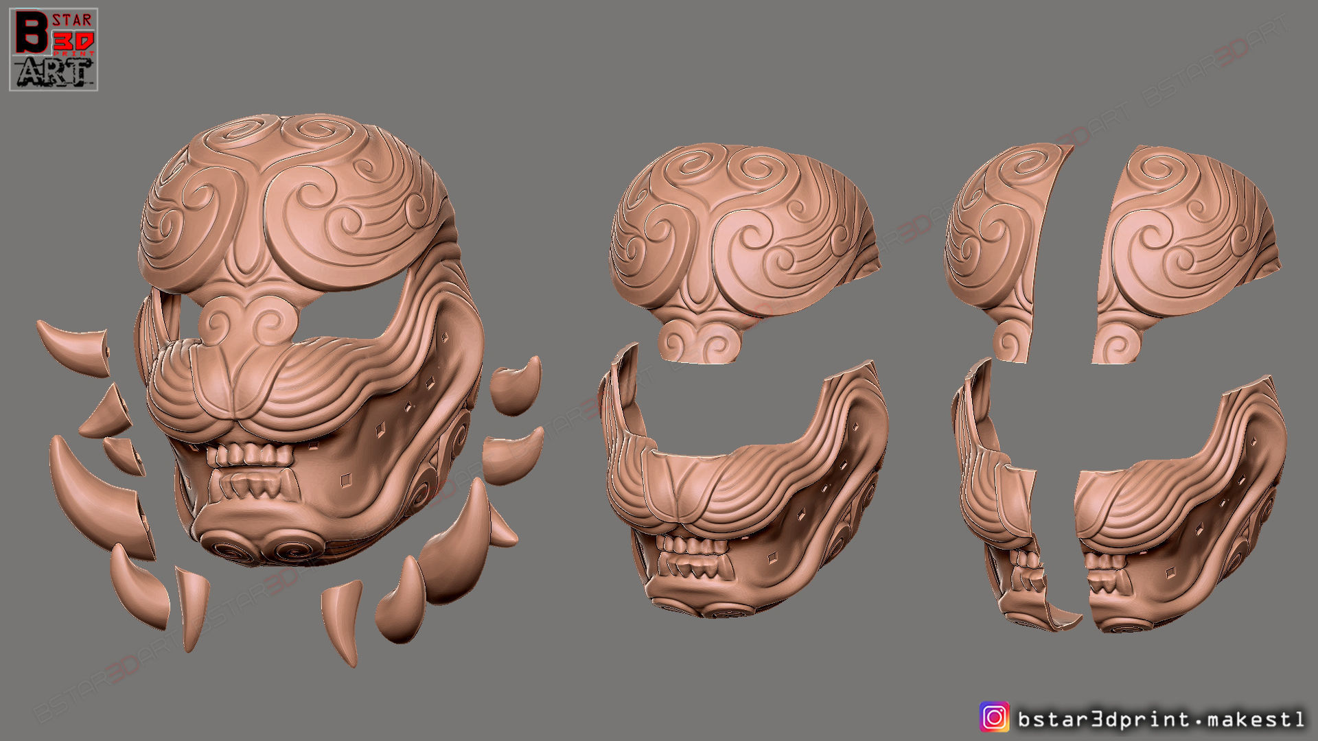 Japanese Lion Mask - Devil Mask - Hannya Mask 3D print model_19