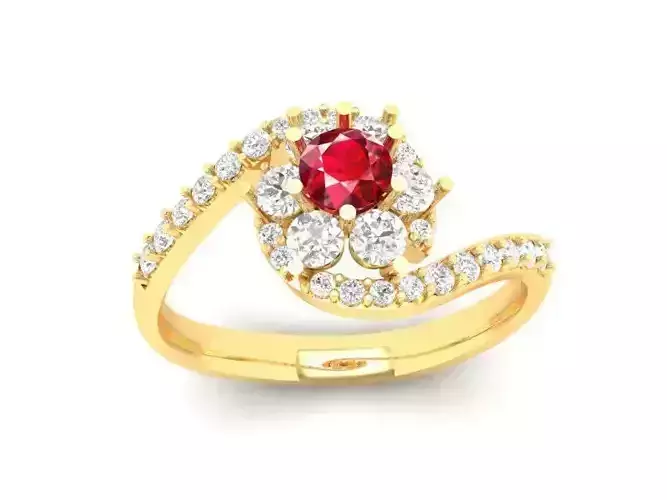 Luxury S Shape Ruby and Diamond Ring for Women 481