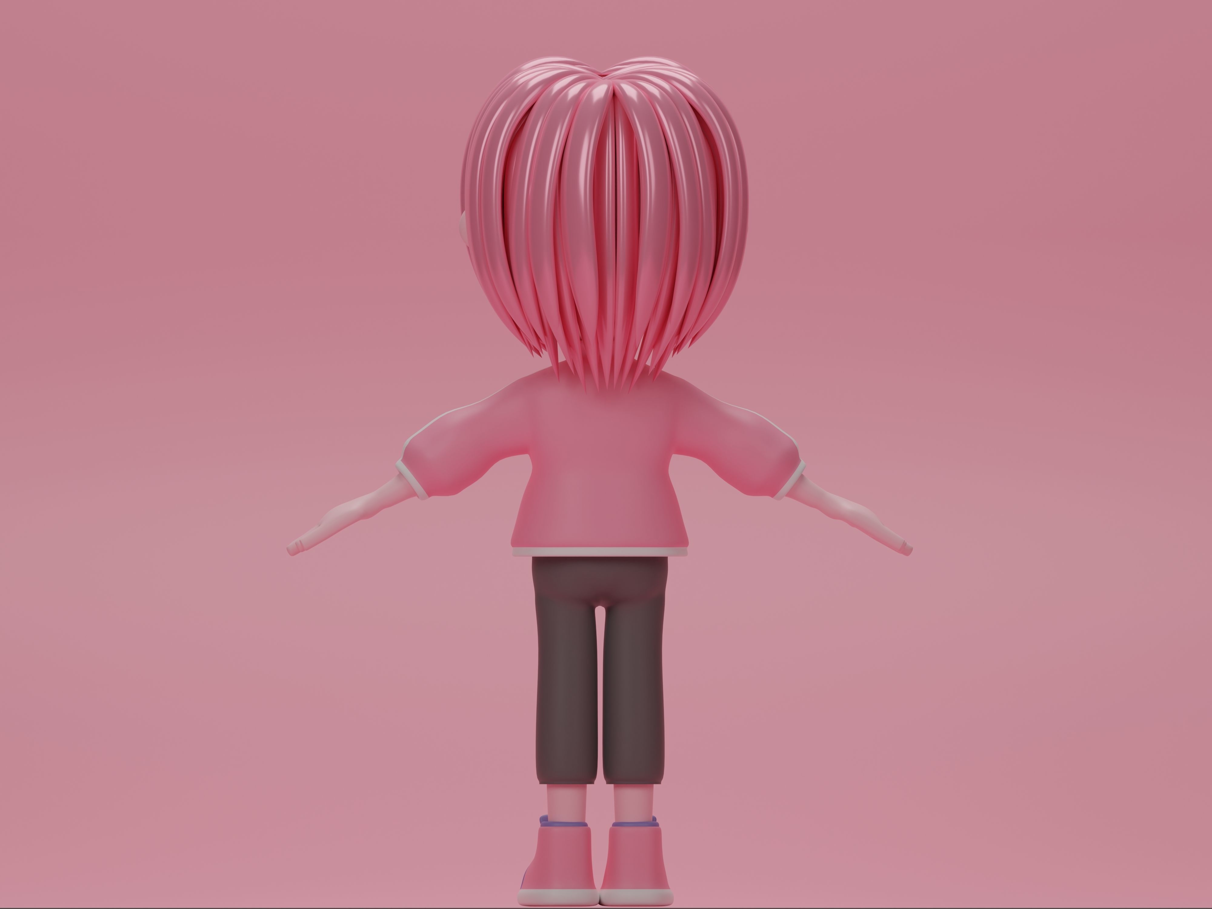 female cartoon characters base mesh Low-poly 3D model_5