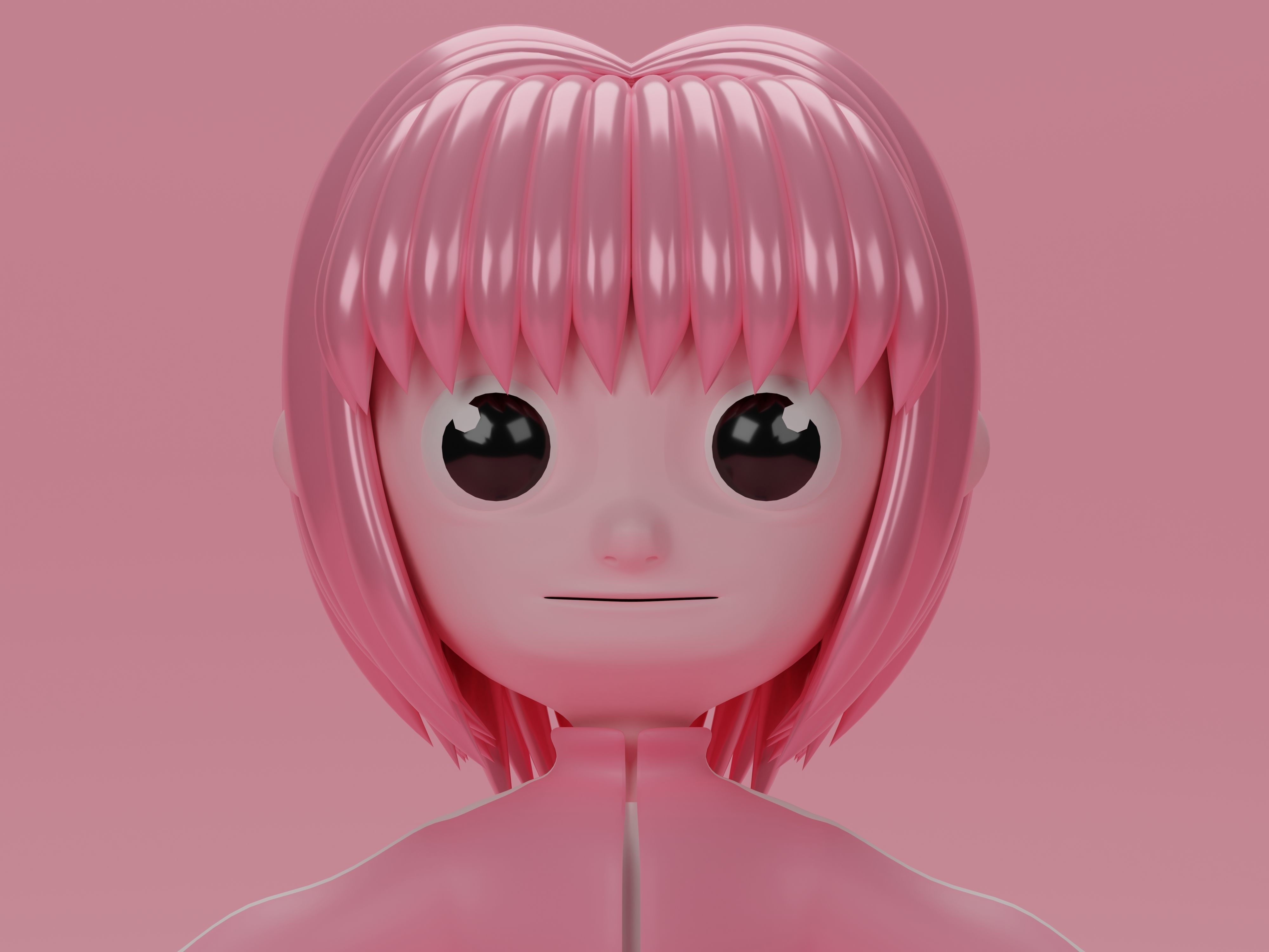 female cartoon characters base mesh Low-poly 3D model_1