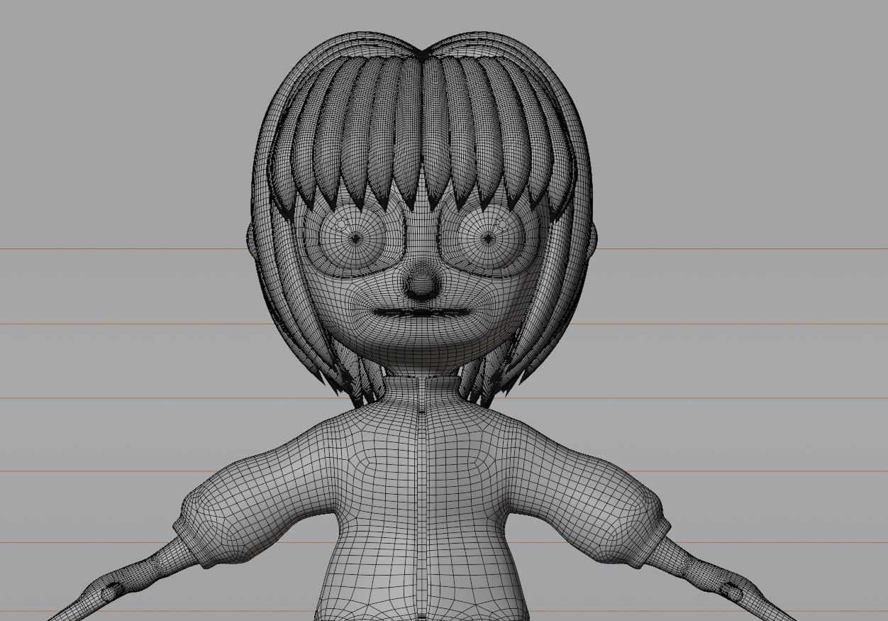 female cartoon characters base mesh Low-poly 3D model_18