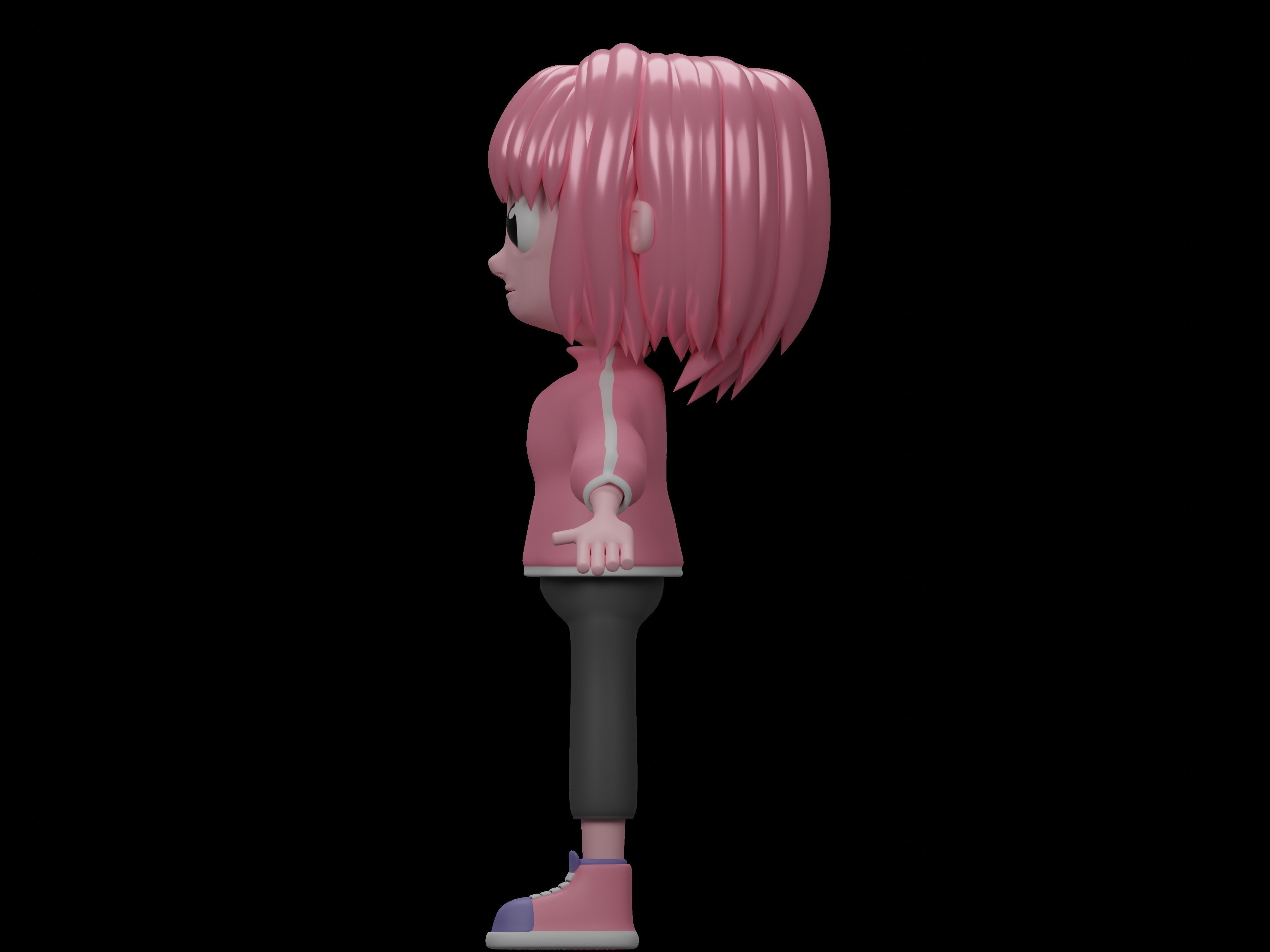 female cartoon characters base mesh Low-poly 3D model_13