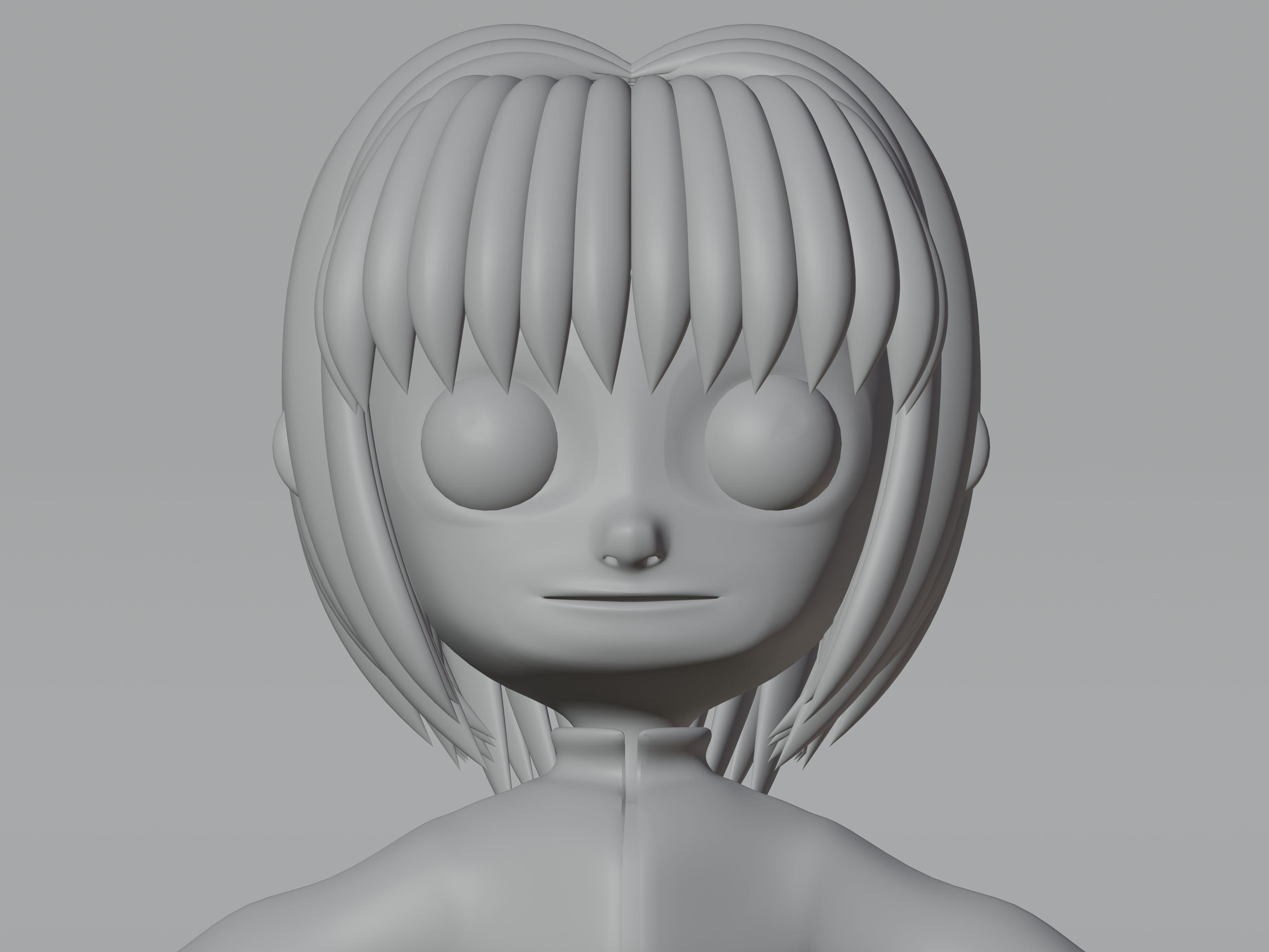 female cartoon characters base mesh Low-poly 3D model_15