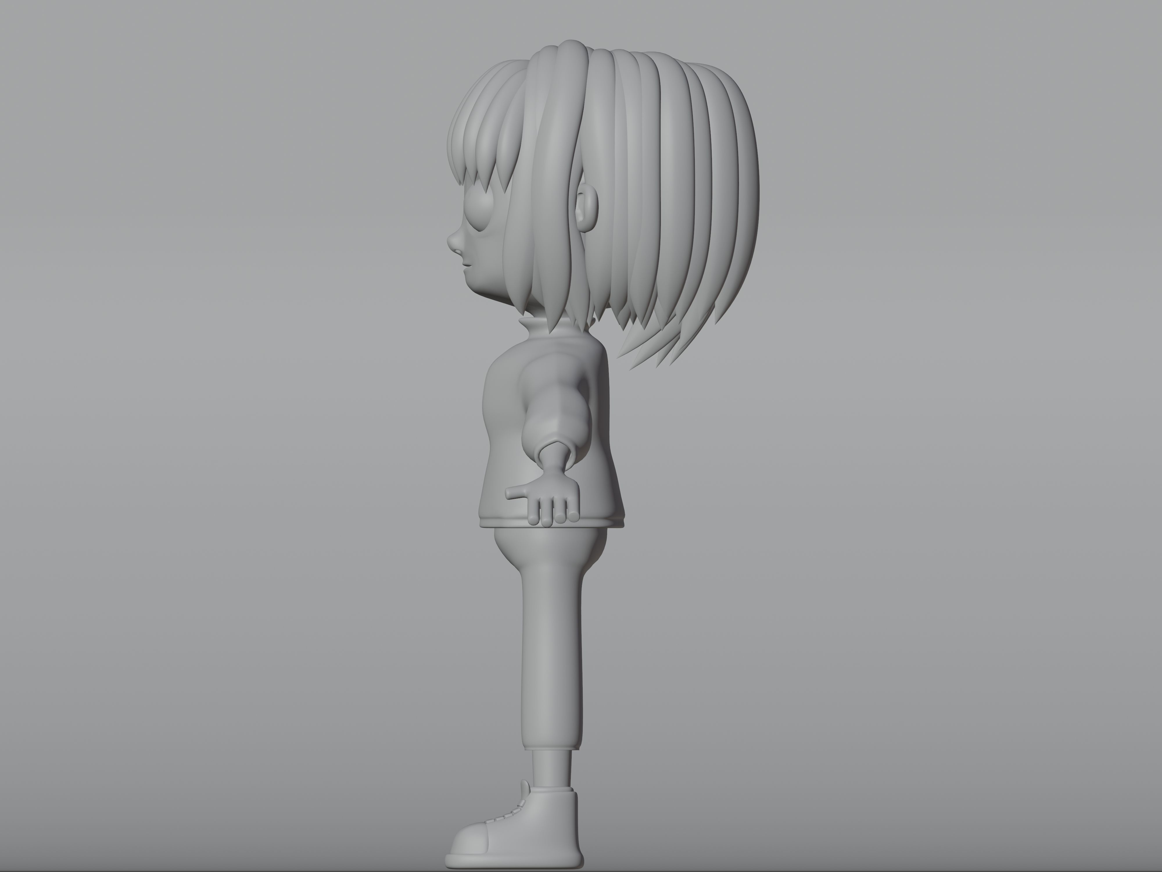 female cartoon characters base mesh Low-poly 3D model_17