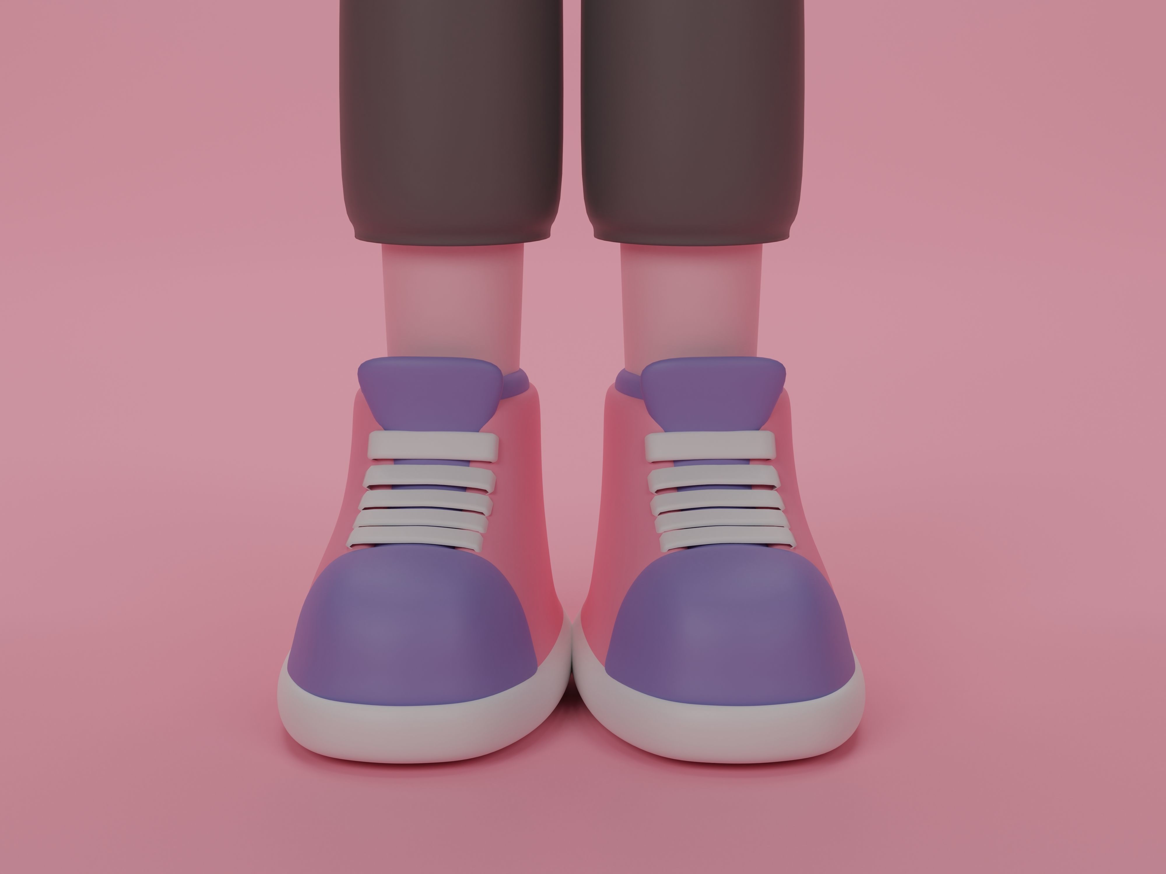 female cartoon characters base mesh Low-poly 3D model_9