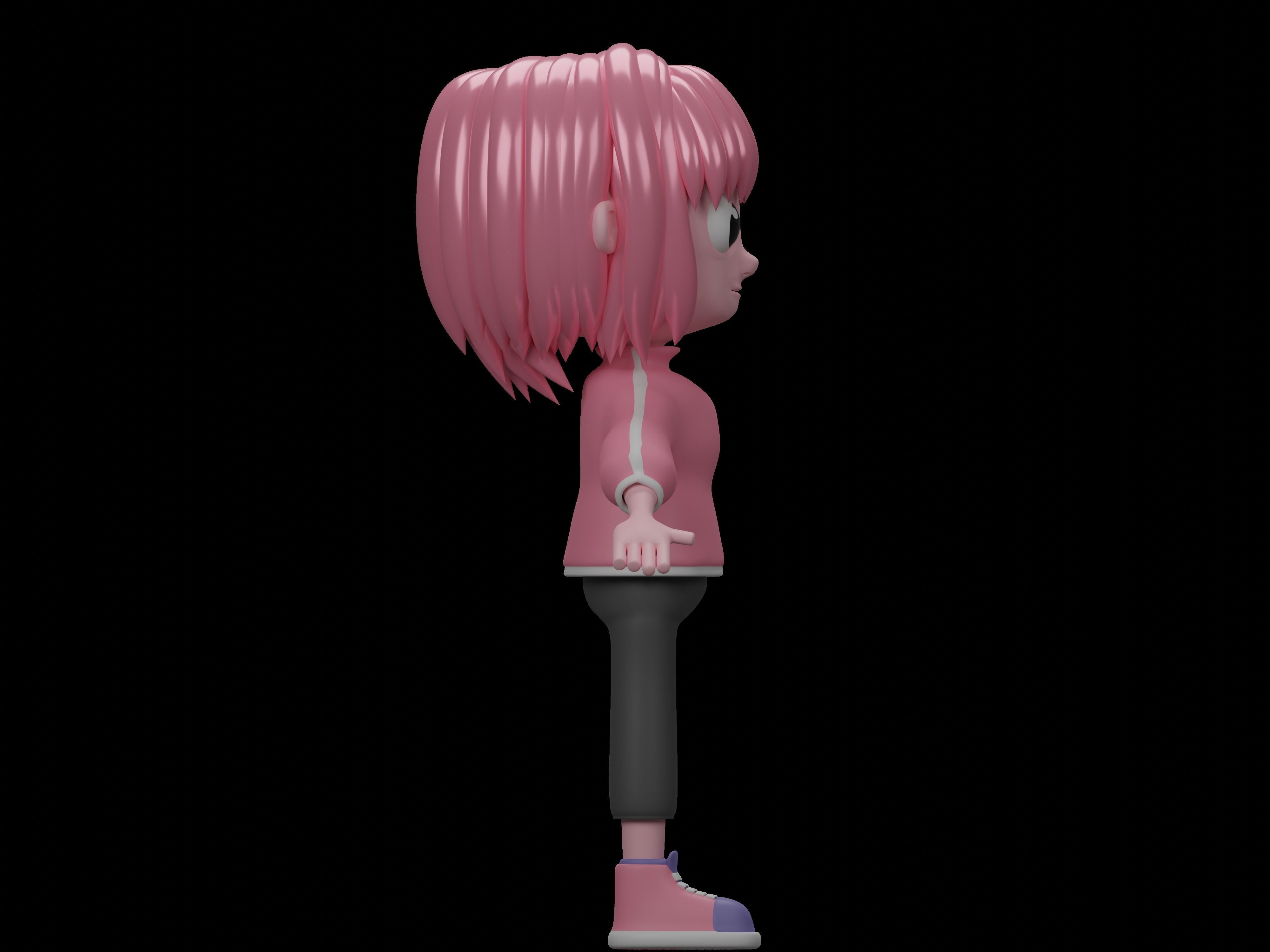 female cartoon characters base mesh Low-poly 3D model_11