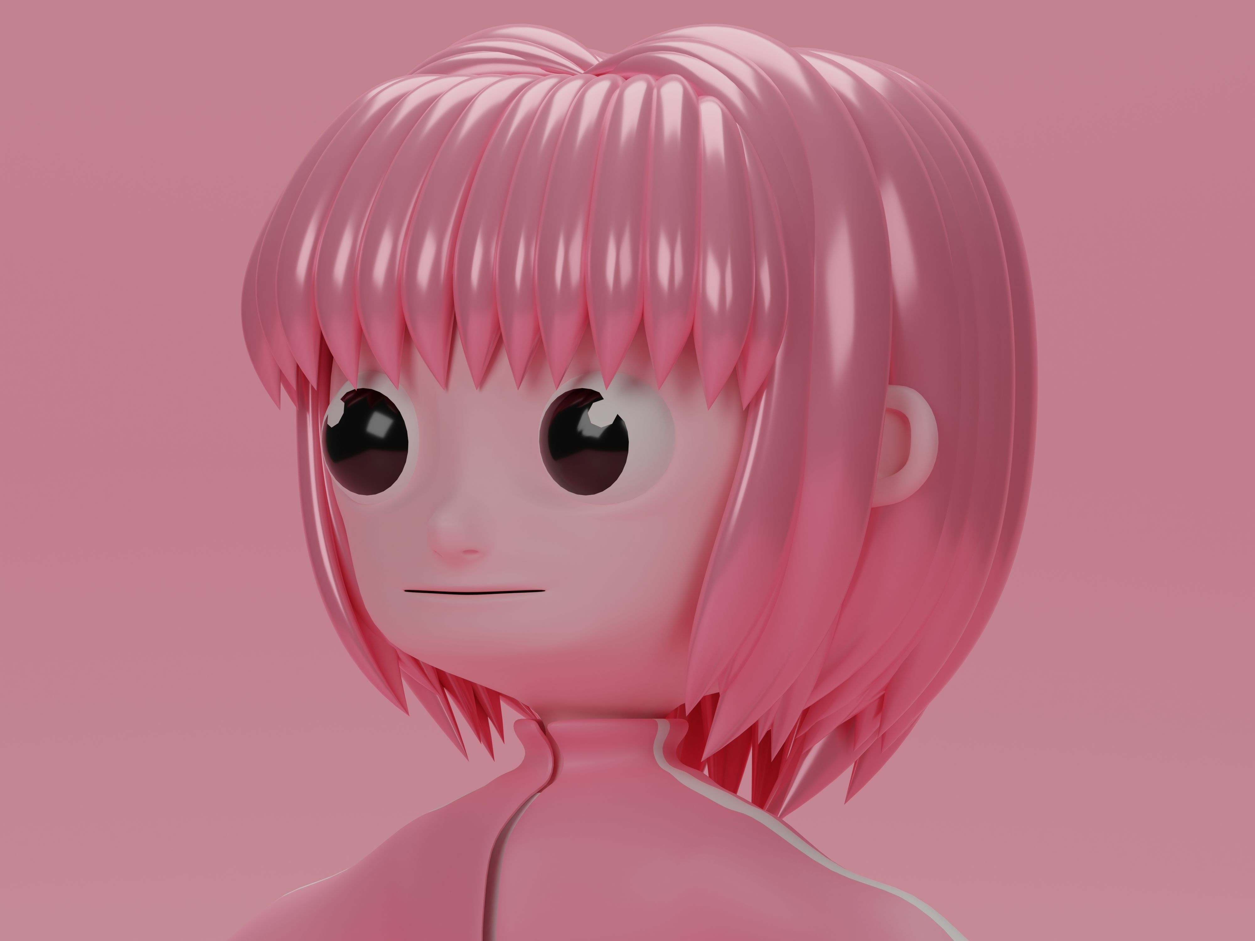 female cartoon characters base mesh Low-poly 3D model_2
