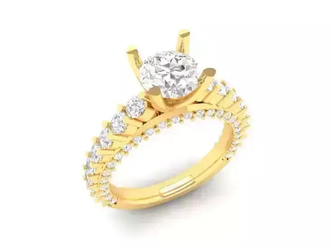Elegant Gold Engagement Ring with Diamond Halo 3D Model 483