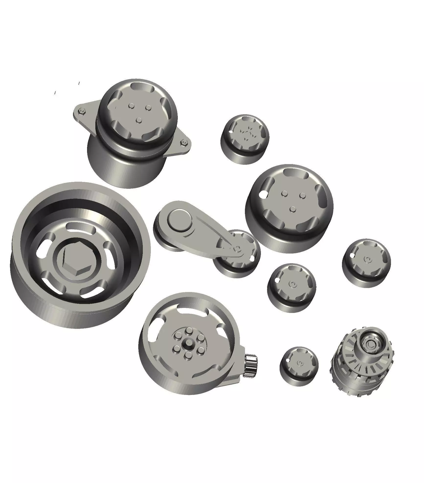 Billet Engine Pulleys Dress Up with Accesories Tru Track style 3D print model_0