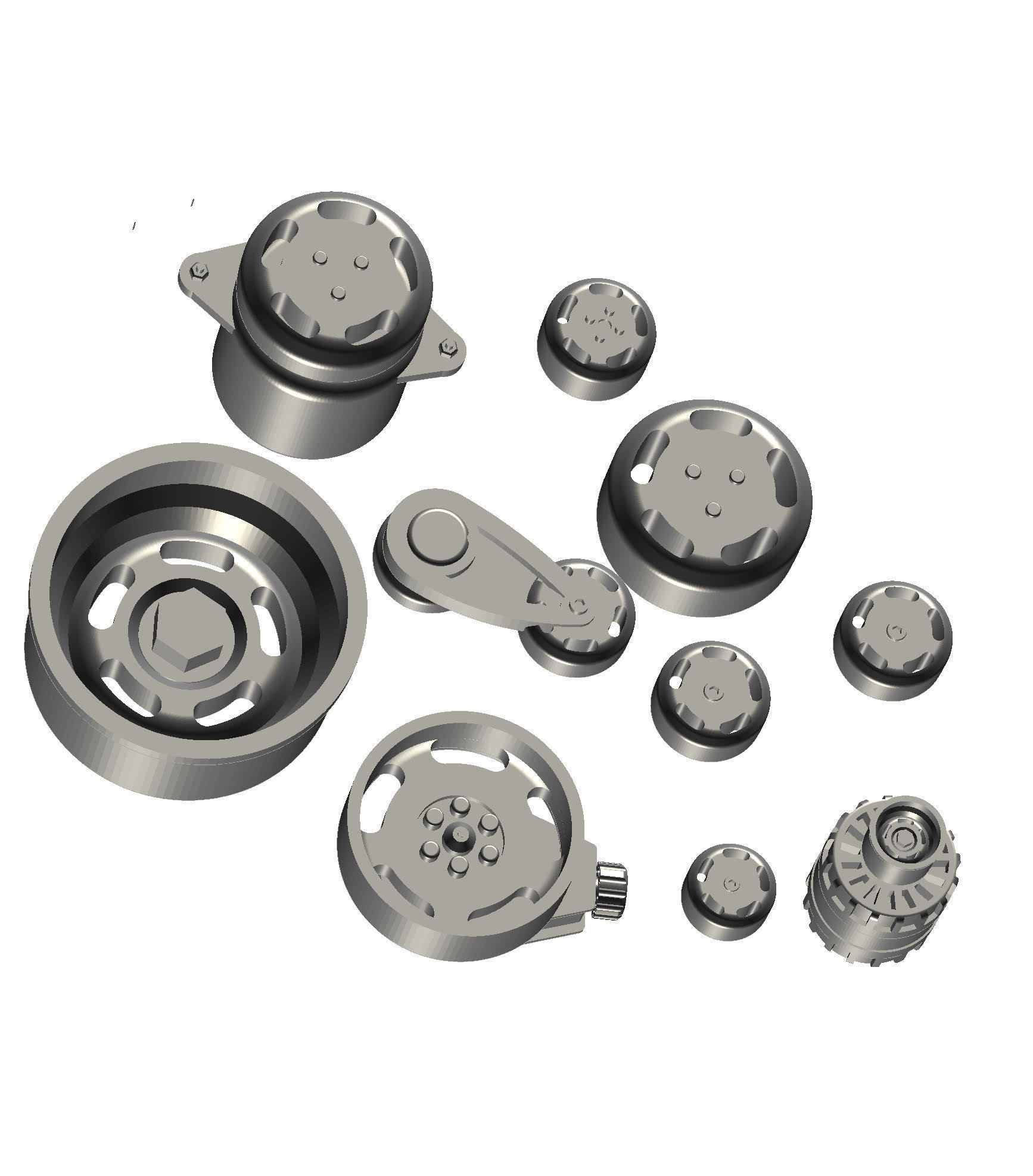 Billet Engine Pulleys Dress Up with Accesories Tru Track style 3D model