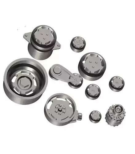 Billet Engine Pulleys Dress Up with Accesories Tru Track style 3D print model Billet Engine Pulleys Dress Up with Accesories Tru Track style 3D print model