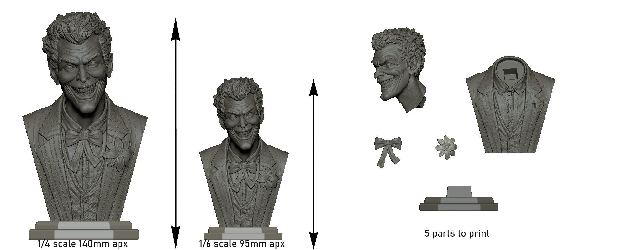 Joker Bust STL 3D print model 3D print model_4