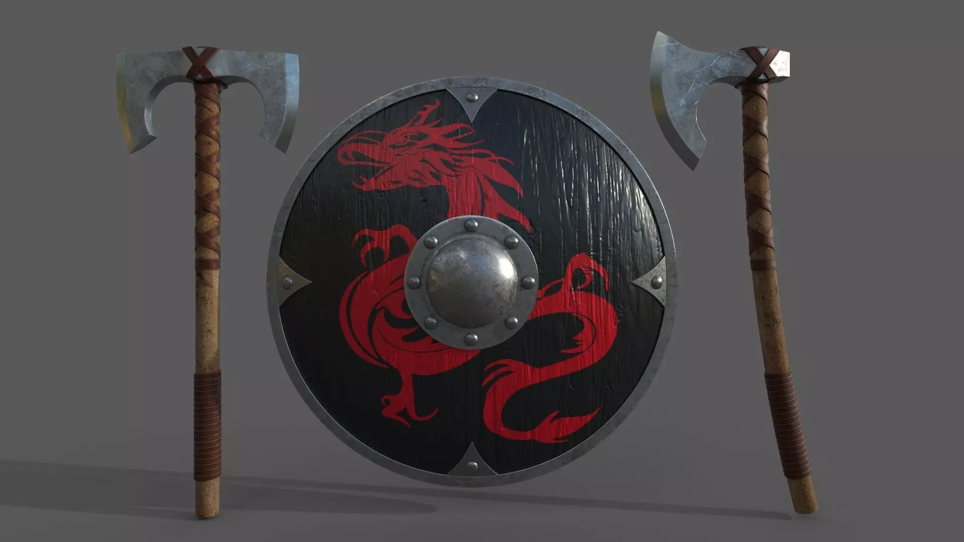 Axe and shield Free 3D model