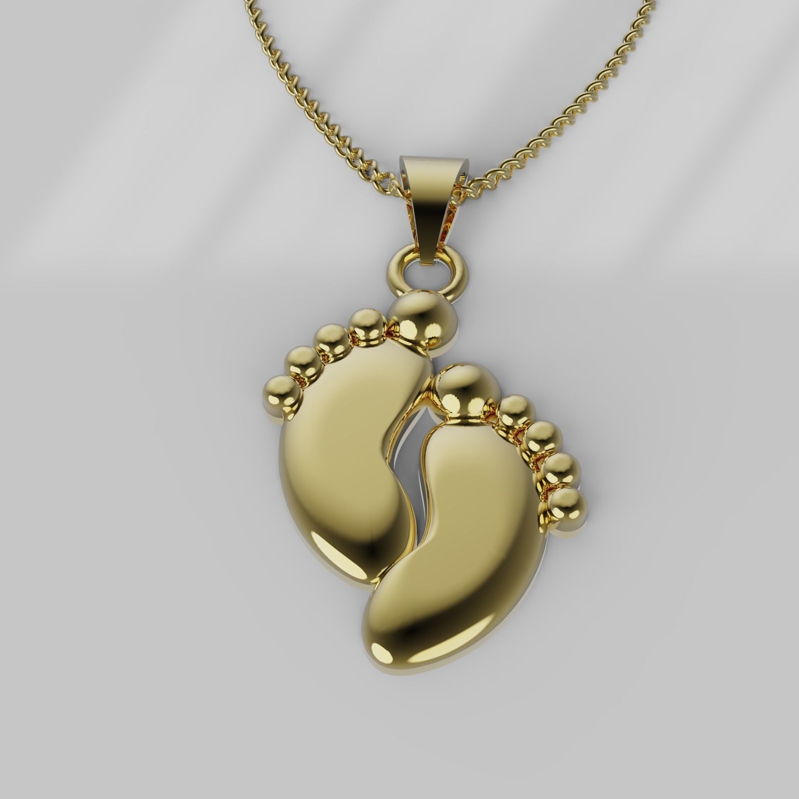 foot pendant 3D print model_3