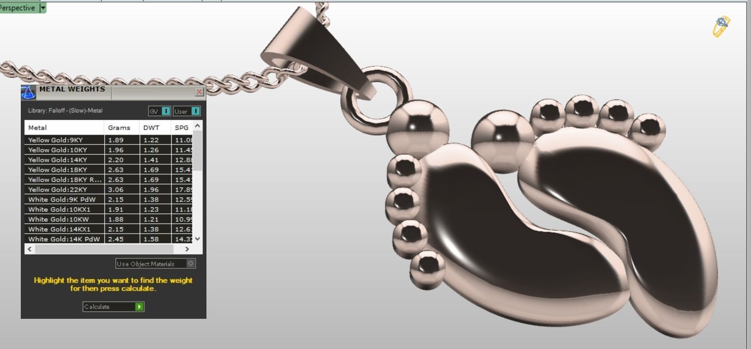 foot pendant 3D print model_7