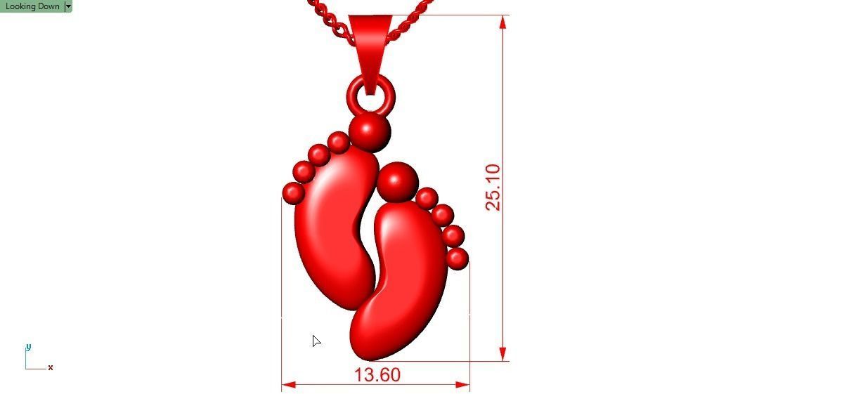 foot pendant 3D print model_10