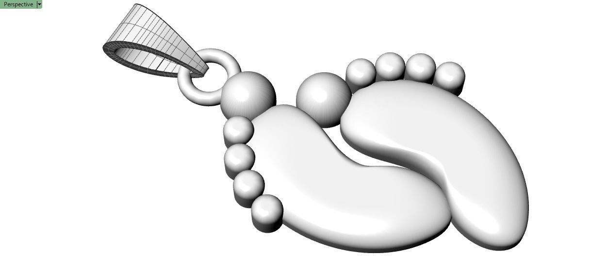 foot pendant 3D print model_9