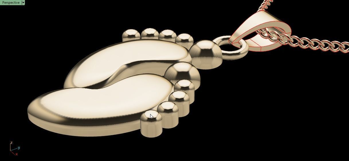 foot pendant 3D print model_13