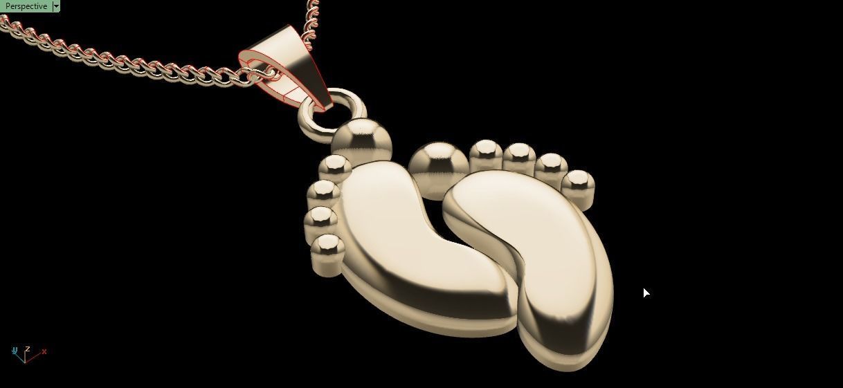foot pendant 3D print model_12