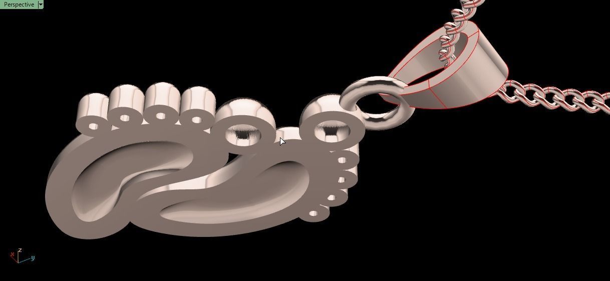 foot pendant 3D print model_5