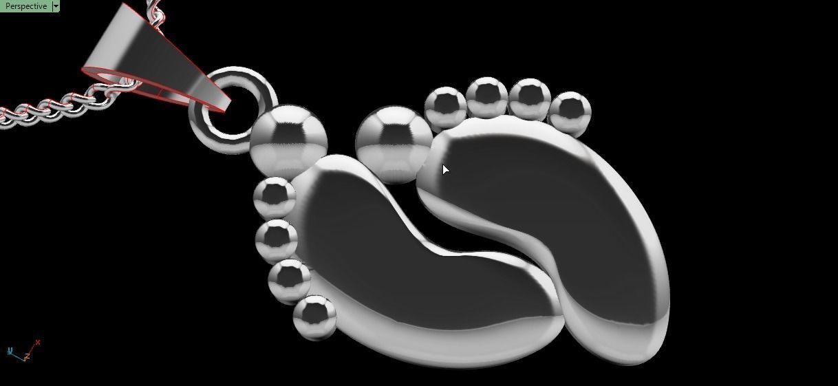 foot pendant 3D print model_16