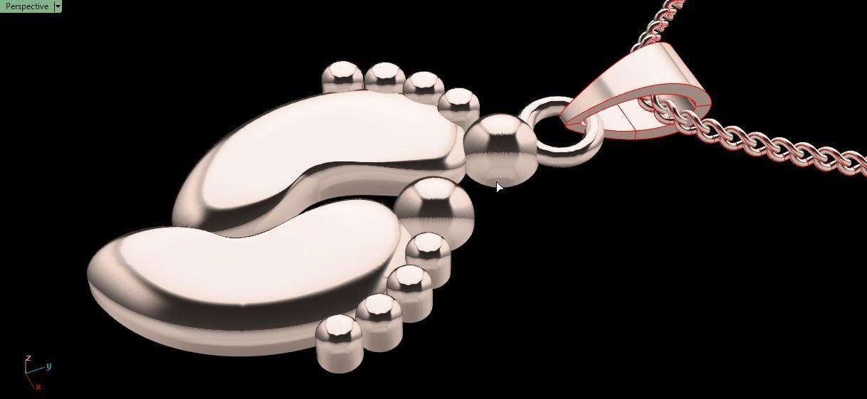 foot pendant 3D print model_4