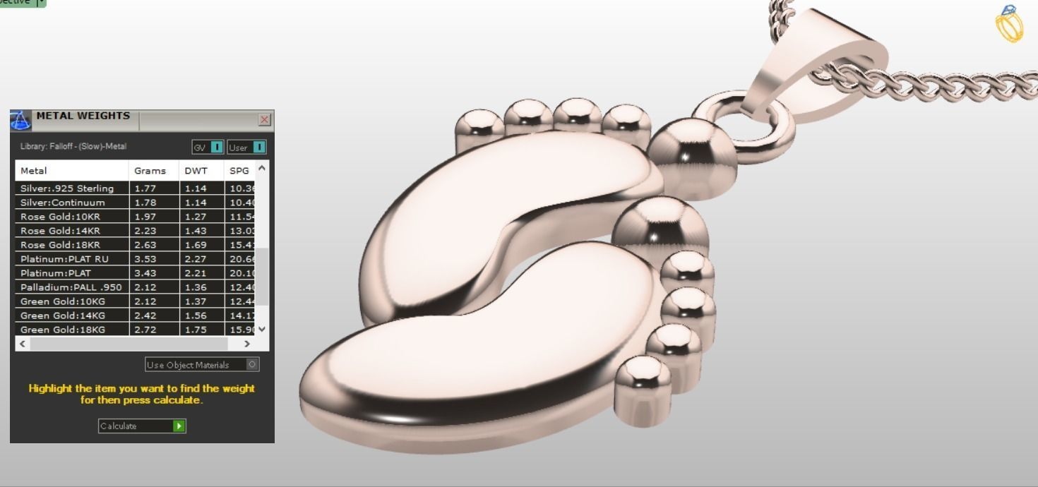 foot pendant 3D print model_8