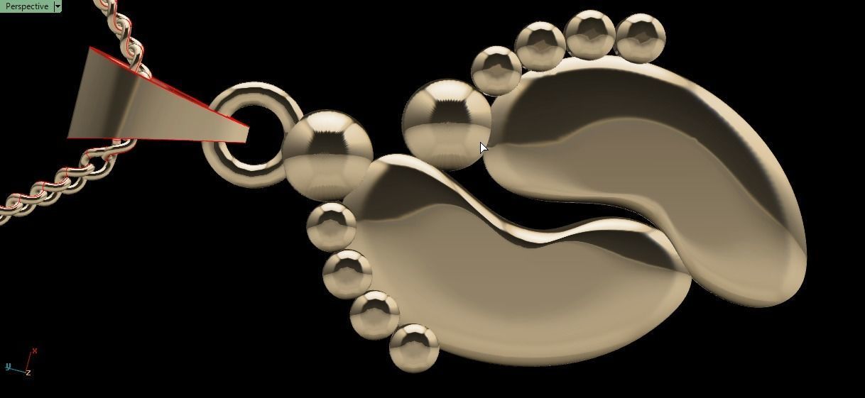 foot pendant 3D print model_15