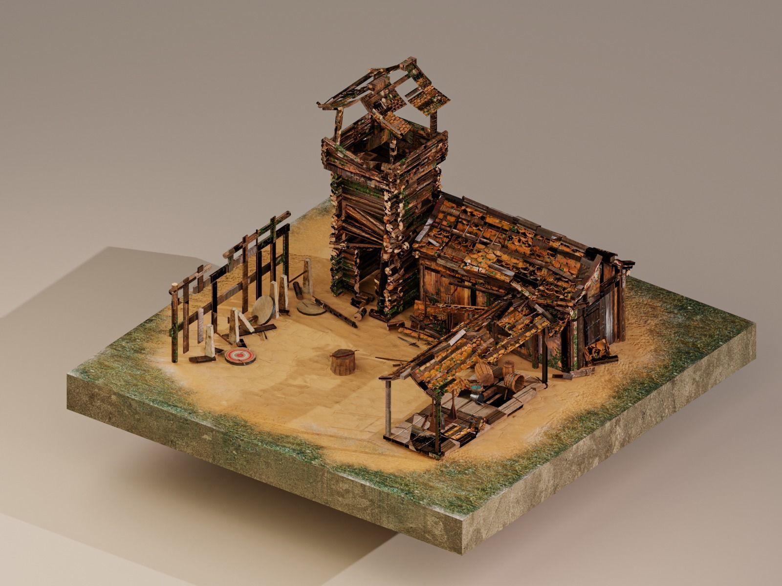 Archer Barracks Level 5 Low-poly 3D model_2