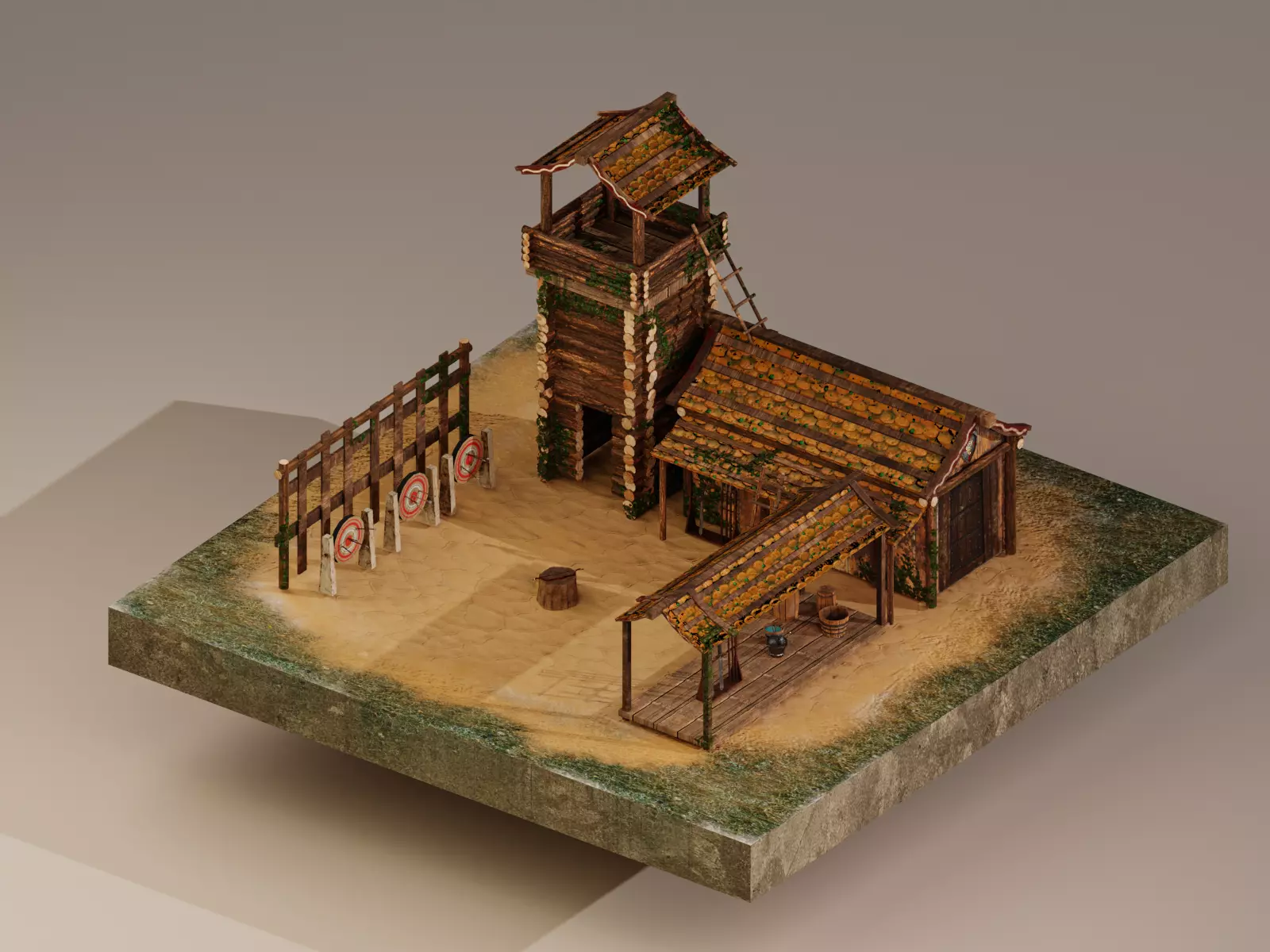 Archer Barracks Level 5 Low-poly 3D model_0