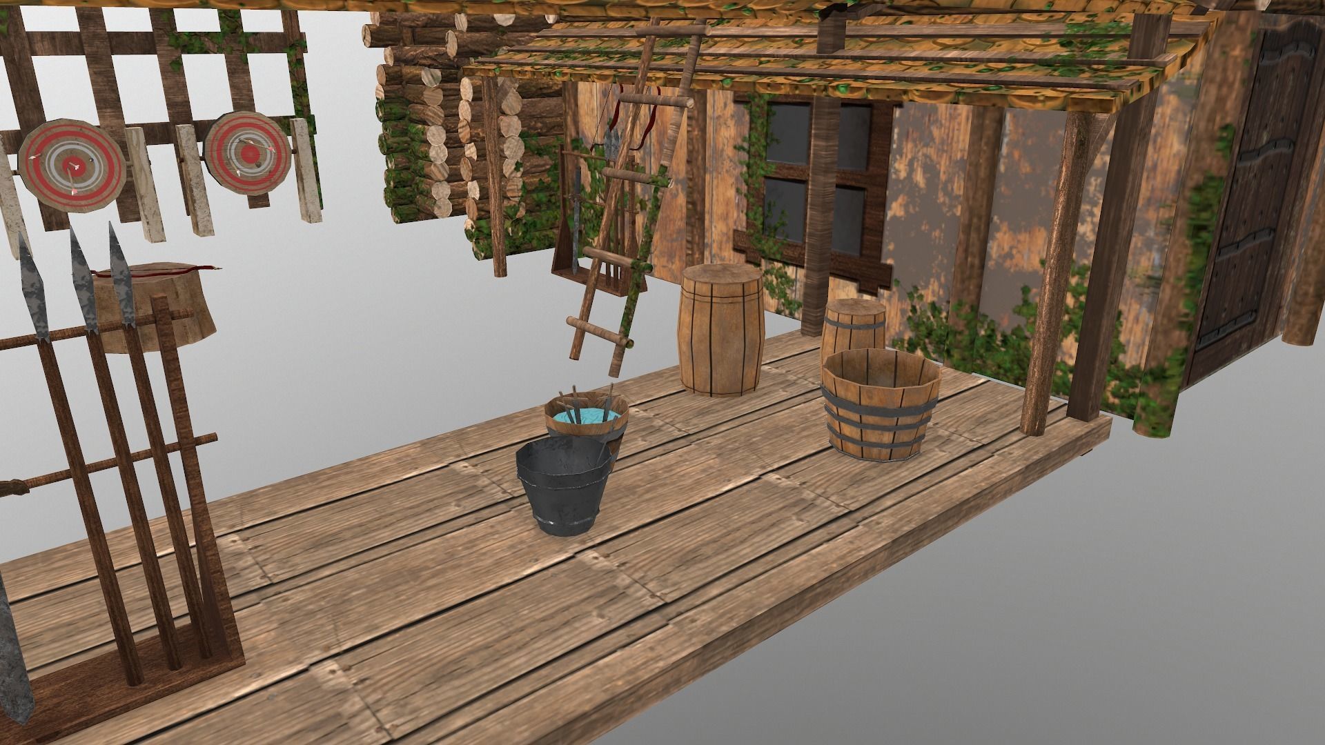 Archer Barracks Level 5 Low-poly 3D model_10