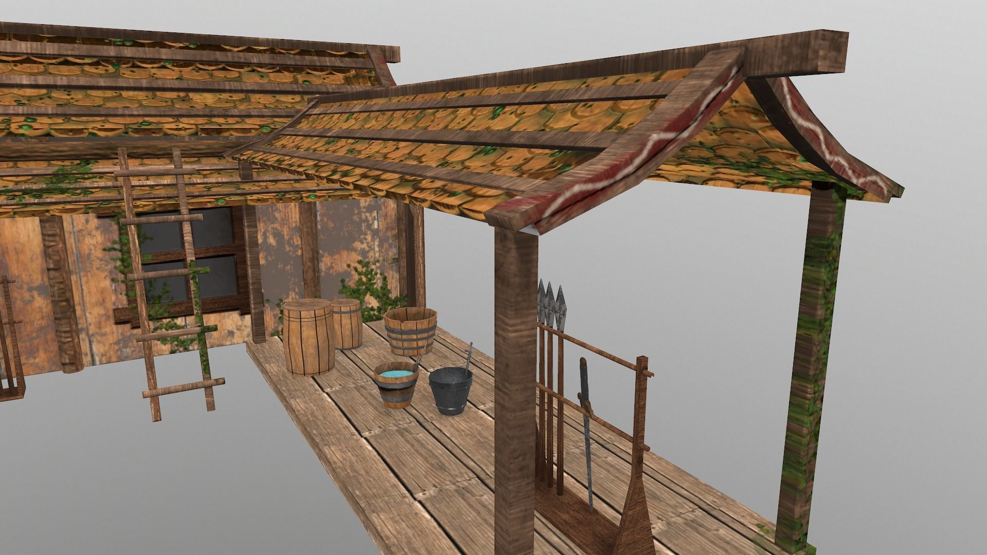 Archer Barracks Level 5 Low-poly 3D model_9