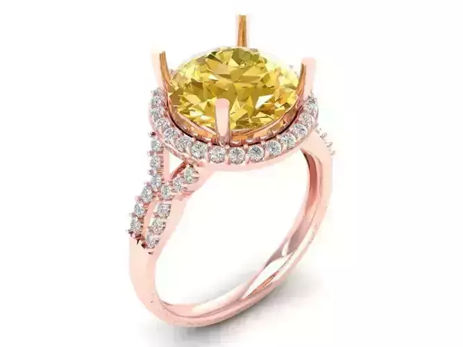 Classic Halo Round Cut Diamond Ring for Women 486
